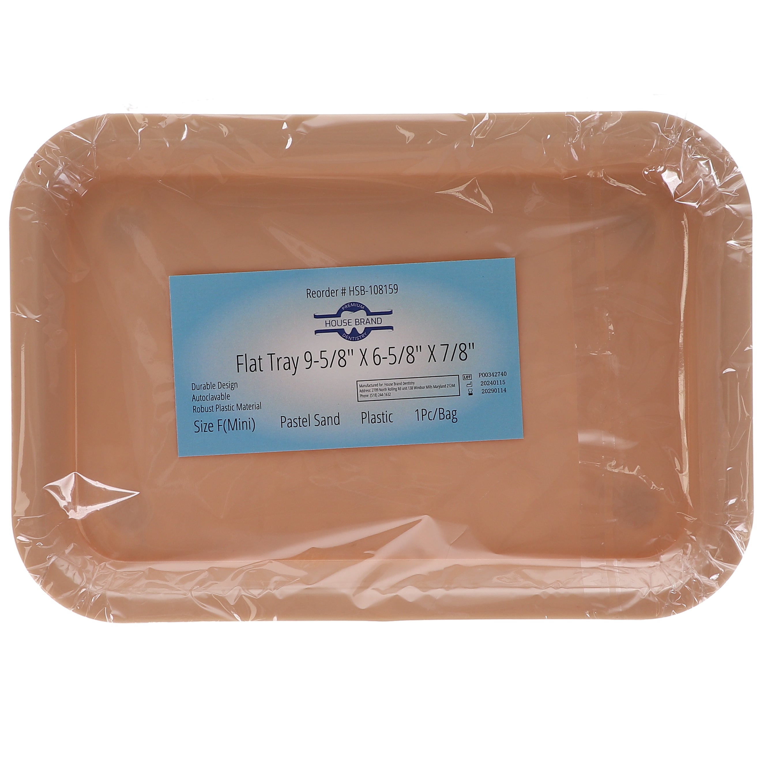 House Brand Dentistry 108159 HSB Flat Tray #F Mini Pastel Sand Plastic 9-5/8 House Brand Dentistry 108159 HSB Flat Tray #F Mini Pastel Sand Plastic 9-5/8